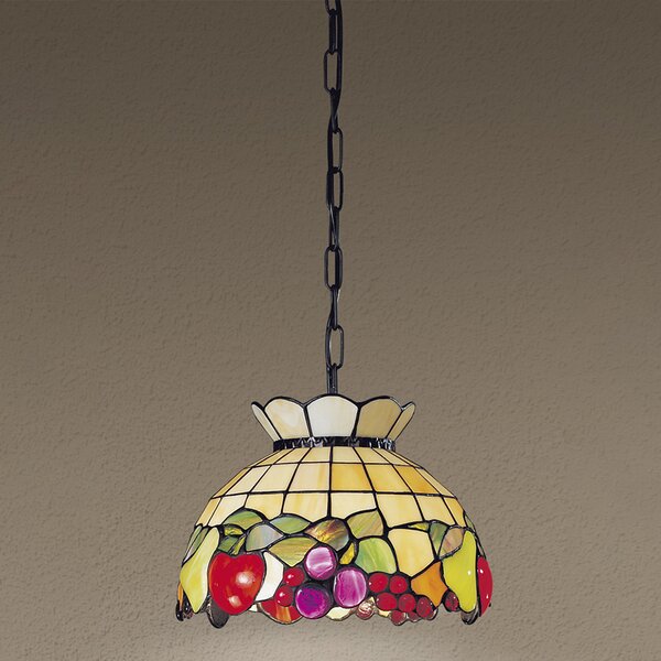 Sospensione Tiffany Vetro Multicolor Fantasia 1 Luce E27