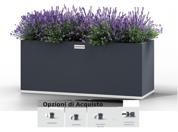 Fioriera da balcone rettangolare Dimensioni 100 x20x h20 cm 40 lt - 7 kg in acciaio Zincato inalterabile nel tempo colore grigio