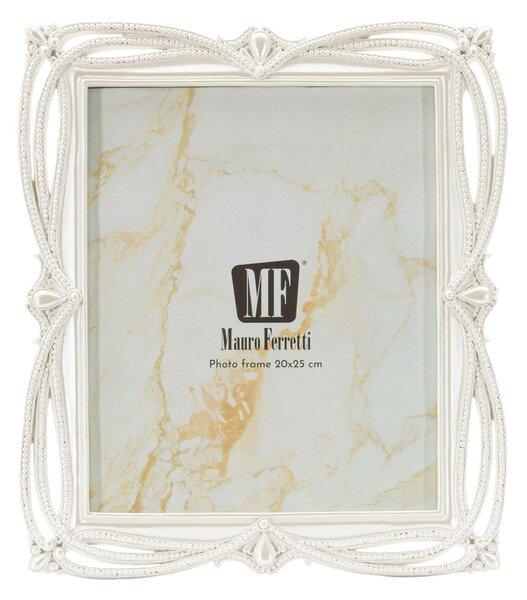 Cornice Portafoto da appoggio con cornice Dimensioni 27x1,7xh 32 cm PER FOTO 20x25 cm in POLYRESIN HEARTY Verticale Silver in scatola regalo