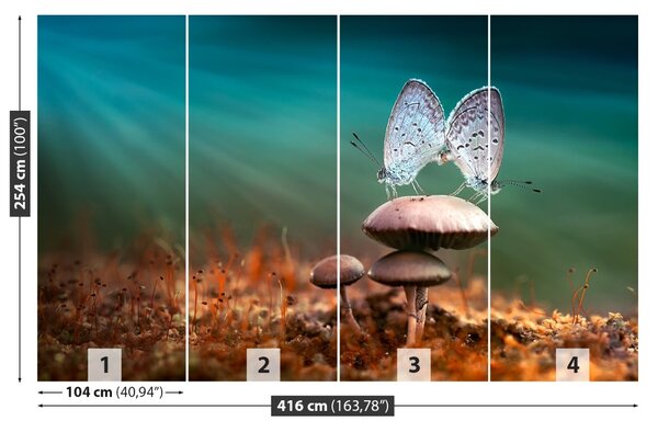 Carta da parati Farfalle funghi 104x70 cm