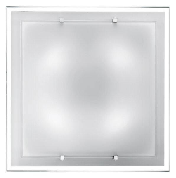 Plafoniera Quadrata Contemporanea Frame Vetro Bianco 4 Luci E27