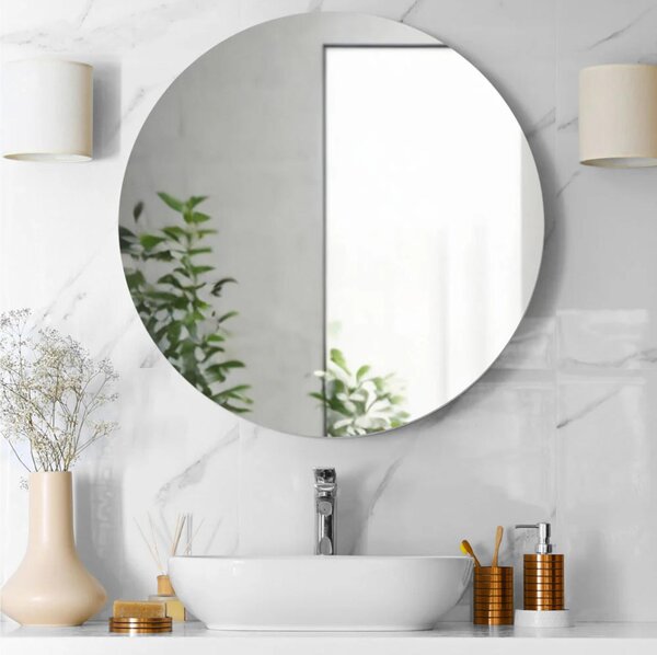 Specchio da bagno rotondo retroilluminato tondo d. Diametro 80 LUNA -Peso 4 Kg Made in Italy