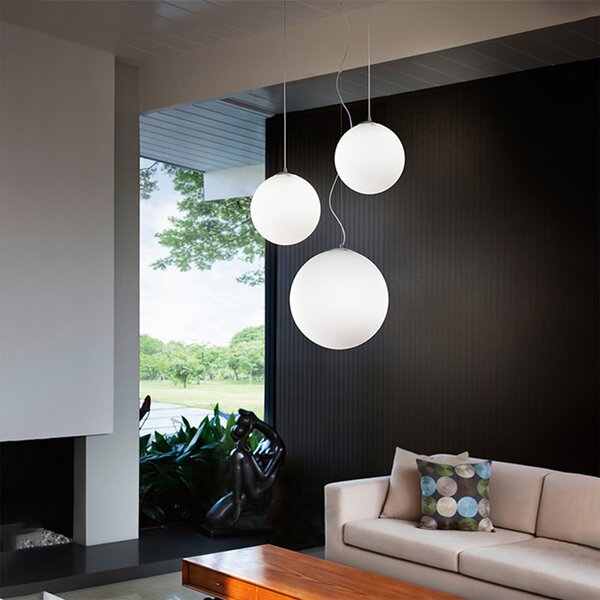 Sospensione Contemporanea Grape Metallo Vetro Bianco 1 Luce E27