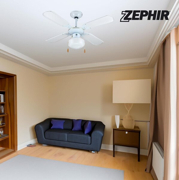 Zephir Ventilatore da Soffitto con Luce Lampadario Ventilatore 4 Pale Diametro 107 cm 3 Velocit - ZFS9107B