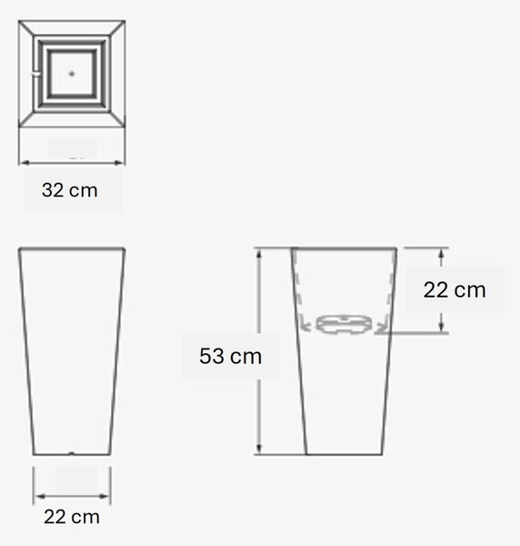 Porta vaso Vaso in polietilene EGIZIO LISCIO 32x22x53 cm ideale per arredare al meglio sia un ambiente interno che esterno Giallo
