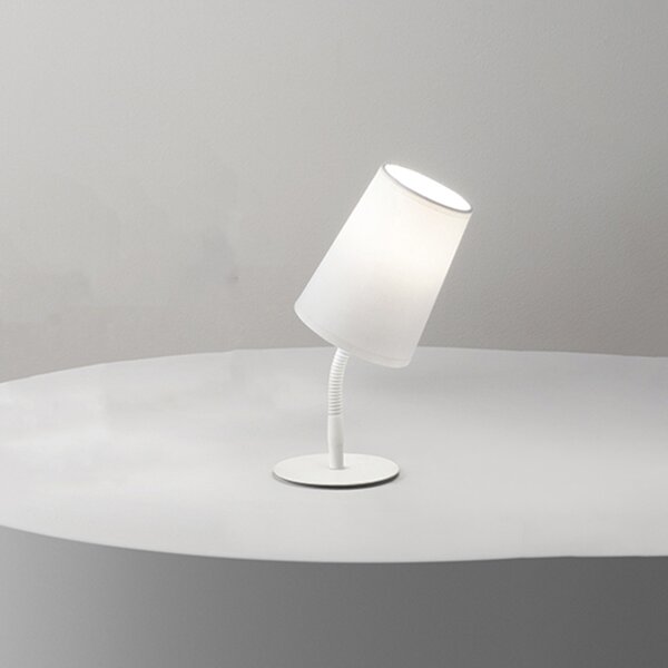 Lampada Da Scrivania Contemporanea Mash Metallo Bianco Tessuto 1 Luce E14