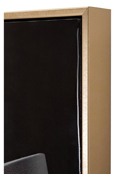 Dipinto su tela completo di telaio in legno e cornice in metallo oro WIEN HAT -B Dimensione 62x3,5x92 cm donna che indossa un grande cappello con fiore