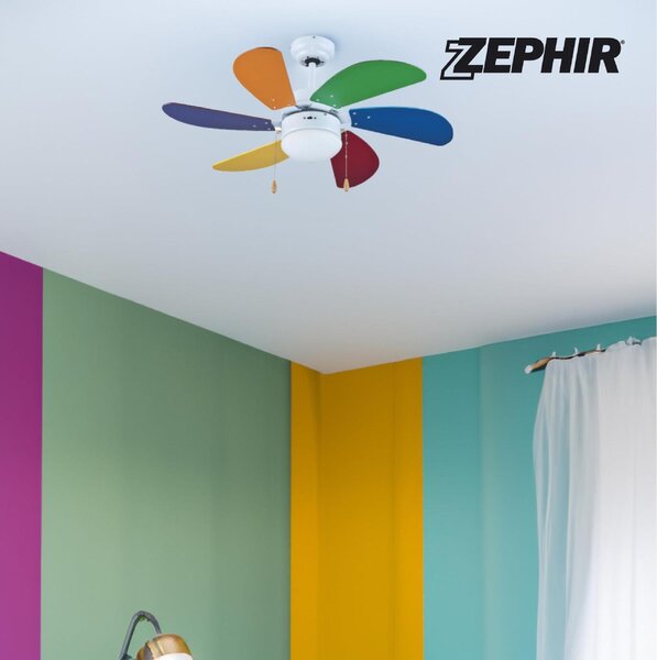 Zephir Ventilatore da Soffitto con Luce Lampadario Ventilatore 6 Pale Diametro 90 cm 3 Velocit - ZFS690C