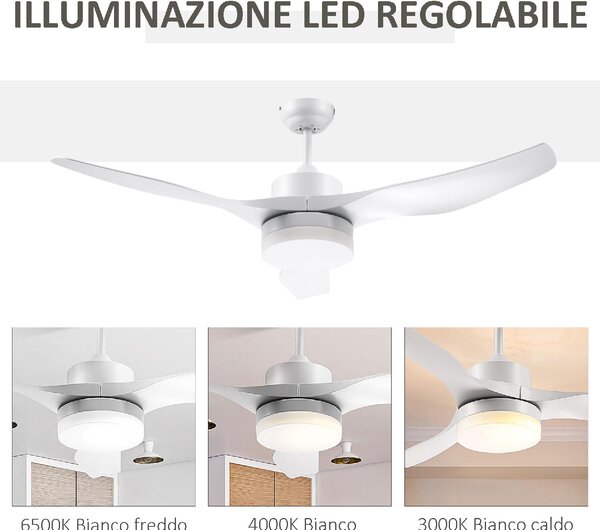 DecHome Ventilatore da Soffitto con Telecomando con Luce Lampadario Ventilatore 6 Velocit Diametro 132x40 cm - 392WT/B31