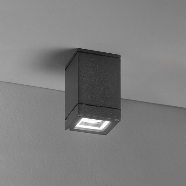 Plafoniera Da Esterno Moderno Pendo Metallo Grigio Vetro 1 Luce Gu10