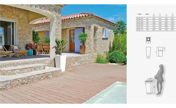Portavaso Vaso in polietilene EGIZIO rustico 30x30xh 39 cm ideale per arredare al meglio sia un ambiente interno che esterno Glicine