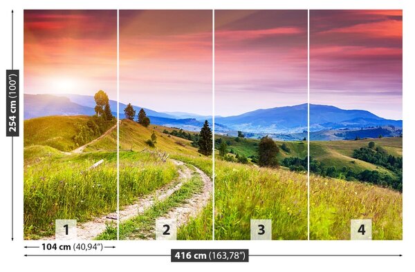Carta da parati Colline fiorite 104x70 cm