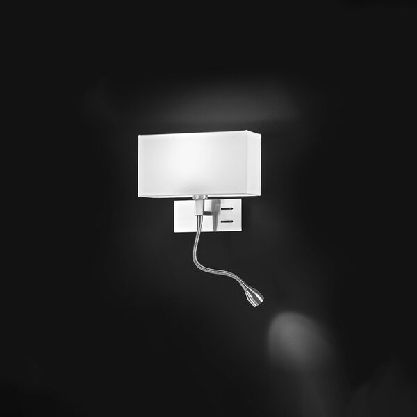 Applique Sx Contemporanea Para Hotel Metallo Cromo Tessuto 1 Luce E14