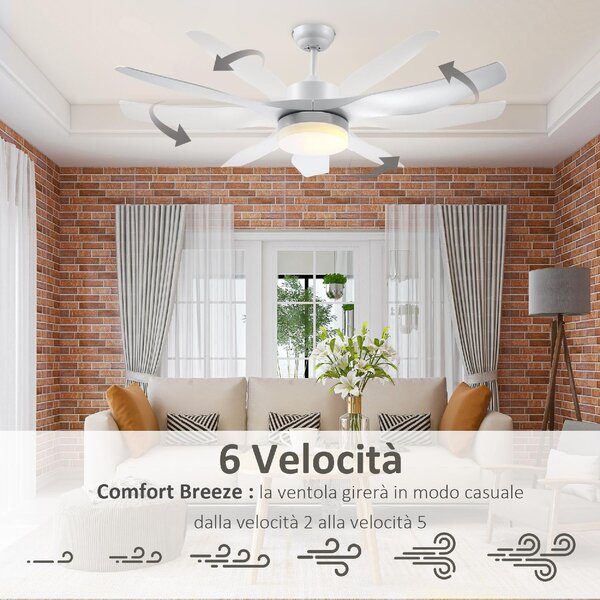 DecHome Ventilatore da Soffitto con Telecomando con Luce Lampadario Ventilatore 6 Velocit Diametro 132x40 cm - 392WT/B31