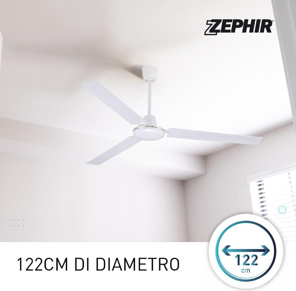 Zephir Ventilatore da Soffitto senza Luce 3 Pale 120 cm 5 Velocit con Comandi a muro - ZFS8120