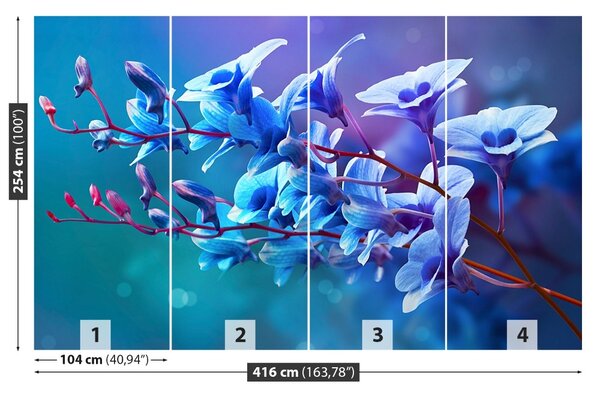 Carta da parati Orchidea blu 104x70 cm