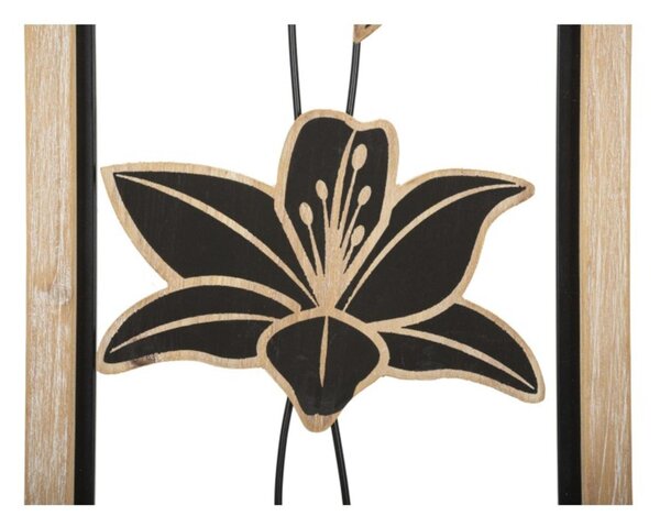 Pannello decorativo 3D da parete in metallo e legno con fiori, KOMAN -A Dimensioni 26x2,5x h 70 cm peso 0,800 kg colori nero marrone