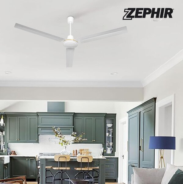 Zephir Ventilatore da Soffitto senza Luce 3 Pale 120 cm 5 Velocit con Comandi a muro - ZFS8120