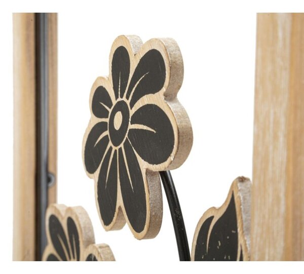 Pannello decorativo 3D da parete in metallo e legno con fiori, GIRISH -A Dimensioni 30x2,5x h 60 cm peso 1,500 kg colori nero marrone