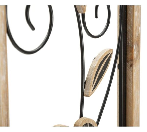 Pannello decorativo 3D da parete in metallo e legno con fiori, KOMAN -A Dimensioni 26x2,5x h 70 cm peso 0,800 kg colori nero marrone