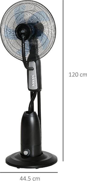 DecHome Ventilatore Nebulizzatore 90W a 4 Ruote con Serbatoio 2.8 Litri e 4 Velocit in Metallo PE e ABS 44.5x38.5x120 cm - 52O010