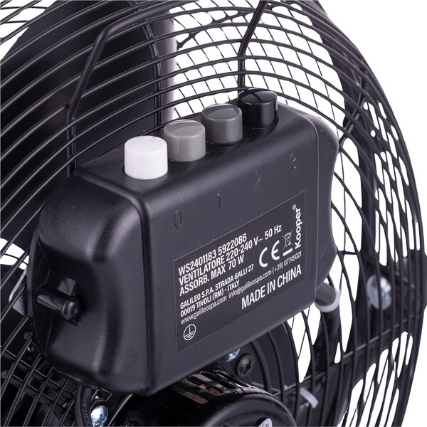 Kooper Ventilatore Industriale Box Fan 3 Pale Potenza 70 Watt 3 Velocit 35 cm in Acciaio colore Nero