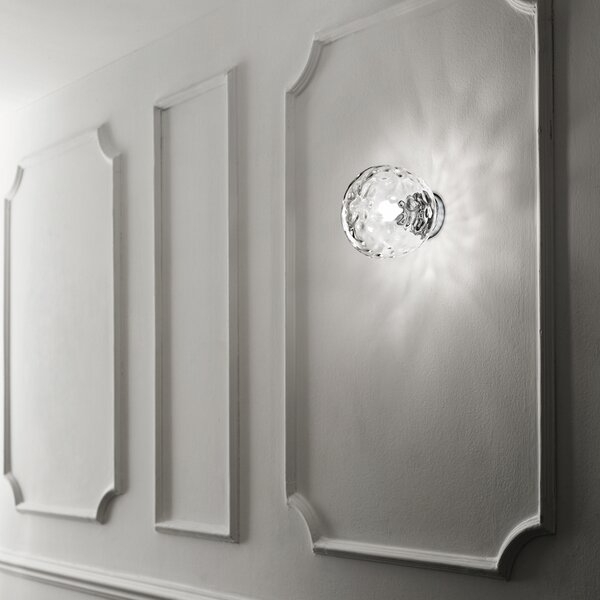 Applique Contemporanea Skin Metallo Cromo Vetro Trasparente 1 Luce E27