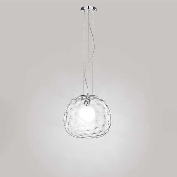 Sospensione Contemporanea Ufo Metallo Cromo Vetro Trasparente 1 Luce E27 D40