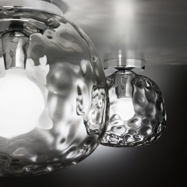 Plafoniera Contemporanea Skin Metallo Cromo Vetro Trasparente 1 Luce E27