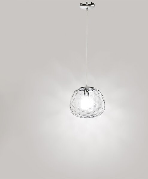 Sospensione Contemporanea Ufo Metallo Cromo Vetro Trasparente 1 Luce E27 D30