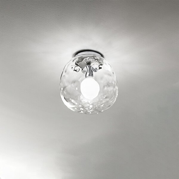 Plafoniera Contemporanea Skin Metallo Cromo Vetro Trasparente 1 Luce E27