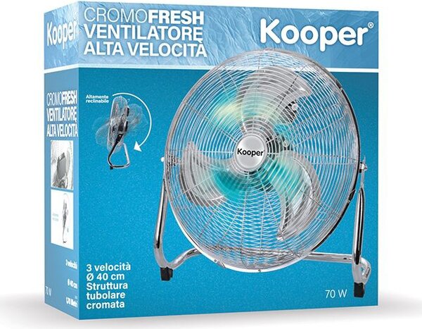 Kooper Ventilatore Industriale Box Fan 3 Pale Potenza 70 Watt 3 Velocit 35 cm in Acciaio colore Silver