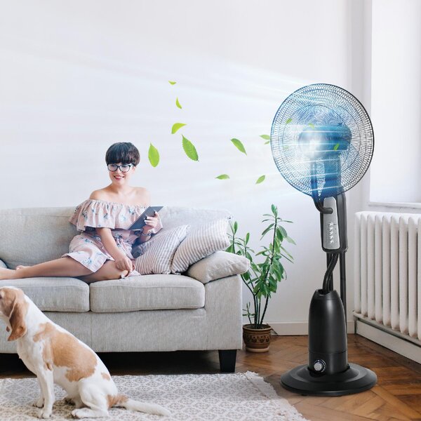 DecHome Ventilatore Nebulizzatore 90W a 4 Ruote con Serbatoio 2.8 Litri e 4 Velocit in Metallo PE e ABS 44.5x38.5x120 cm - 52O010