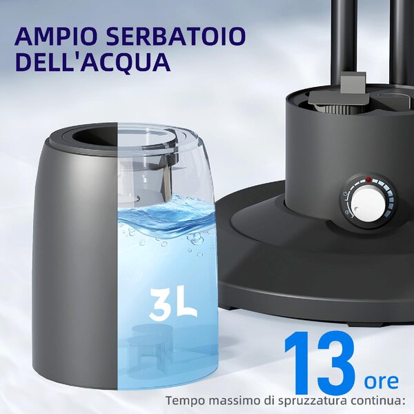 DecHome Ventilatore Nebulizzatore a 3 Velocit Oscillazione 75 e Nebulizzazione Regolabile colore Nero - R527BK
