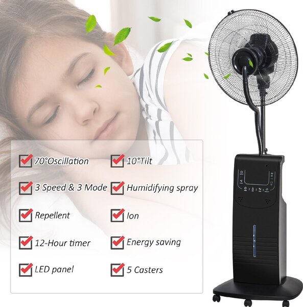 DecHome Ventilatore Nebulizzatore con Telecomando Timer 3 Velocit e 3 Funzioni - D24519