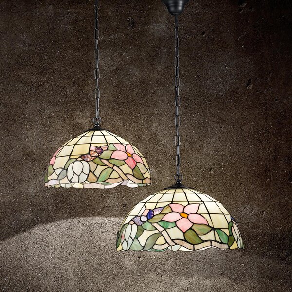 Lampadario Tiffany Vetro Multicolor Scuro 3 Luci E27