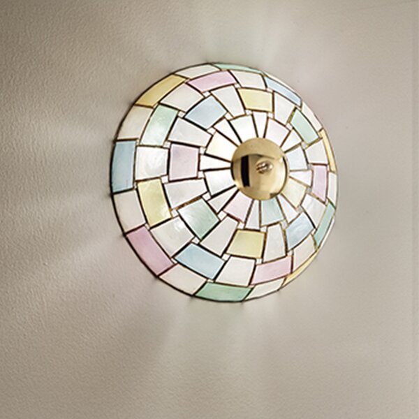 Plafoniera Tiffany Madreperla Madreperla Multicolor Fantasia 2 Luci E27