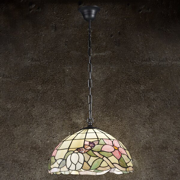 Sospensione Tiffany Vetro Multicolor Scuro 1 Luce E27