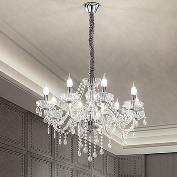 Lampadario Classico Venezia Vetro Trasparente 8 Luci E14