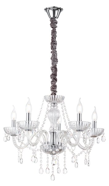 Lampadario Classico Venezia Vetro Trasparente 5 Luci E14