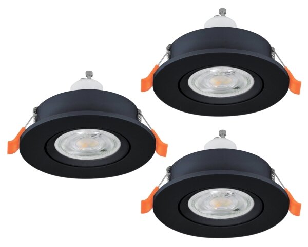 Eglo 902257 - SET 3x faretti LED da incasso BARRANCO 1xGU10/4,5W/230V nero