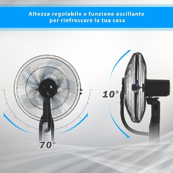 DecHome Ventilatore Nebulizzatore Oscillante con Deumidificatore e Telecomando Diametro44.5 cmx120 cm - 8D4008