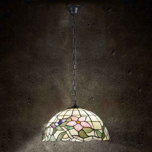 Lampadario Tiffany Vetro Multicolor Scuro 3 Luci E27