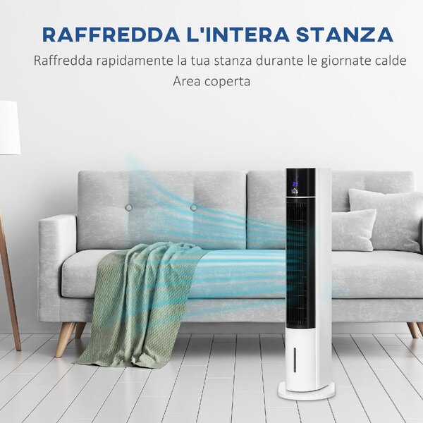 DecHome Ventilatore Raffrescatore d'Aria Evaporativo 3 Modalit e 3 Velocit Timer Oscillazione e Telecomando Bianco - 035V90824
