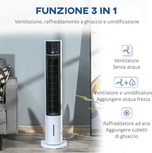DecHome Ventilatore Raffrescatore d'Aria Evaporativo 3 Modalit e 3 Velocit Timer Oscillazione e Telecomando Bianco - 035V90824