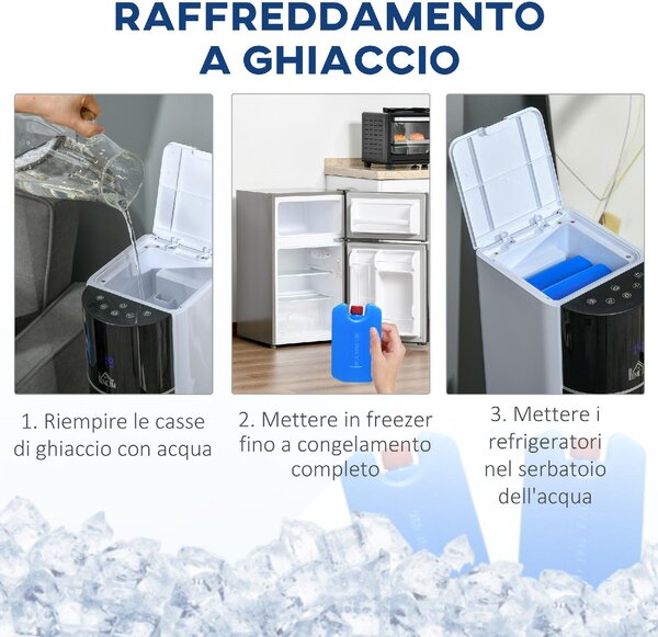 DecHome Ventilatore Raffrescatore d'Aria Evaporativo 3 Modalit e 3 Velocit Timer Oscillazione e Telecomando Bianco - 035V90824