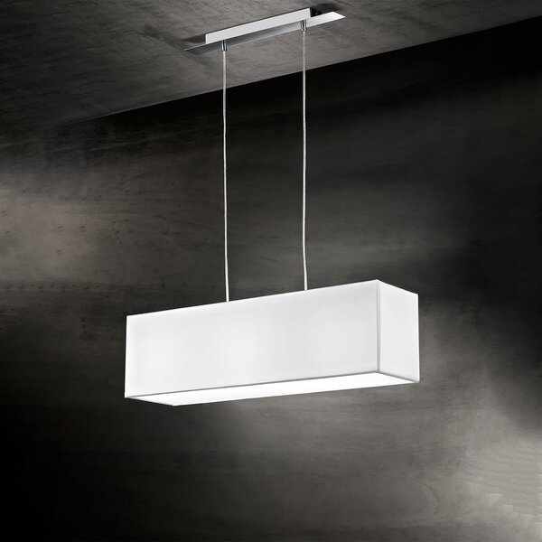Lampadario Contemporaneo Para Hotel Metallo Cromo Tessuto Bianco 3 Luci E27