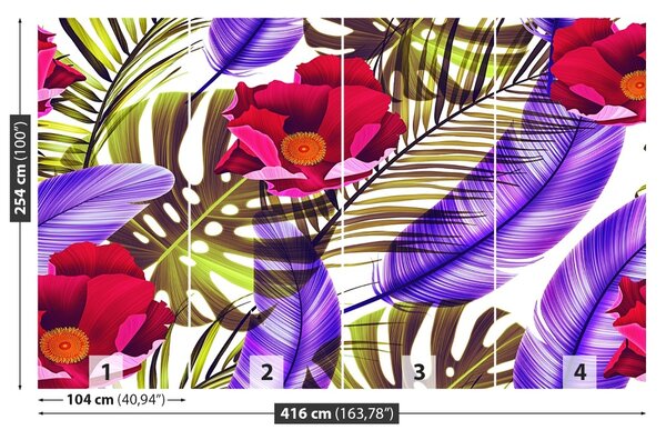 Carta da parati Foglie di fiori 104x70 cm