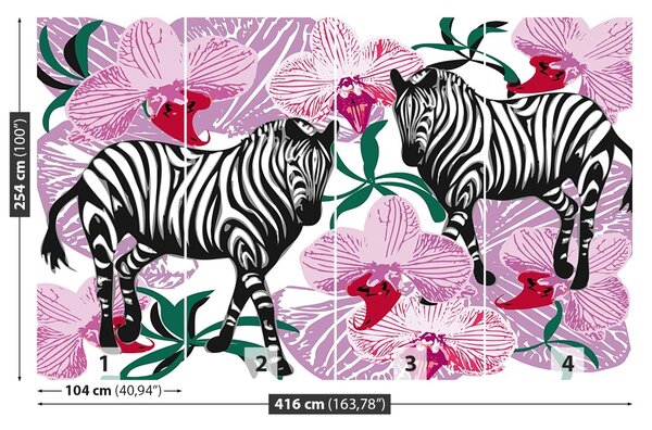 Carta da parati Zebry Flower Orchidaei 104x70 cm