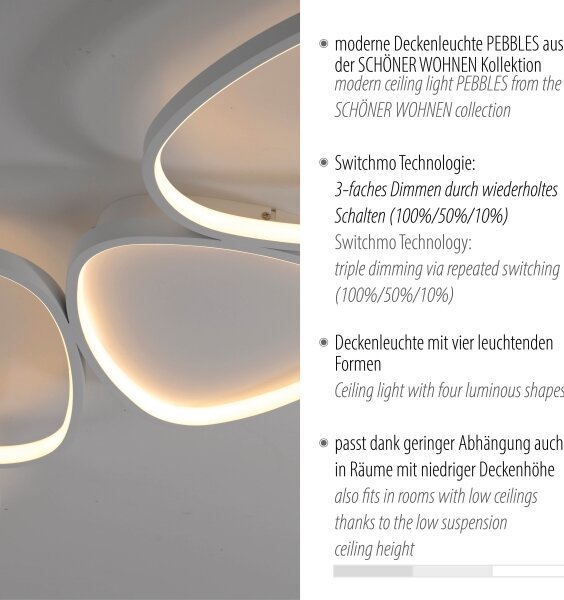 Schöner Wohnen 14039-16 - Plafoniera LED dimmerabile PEBBLES LED/35,5W/230V bianca